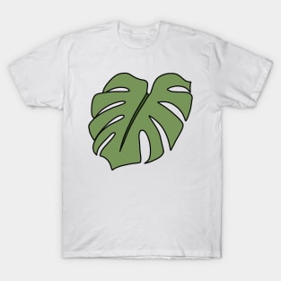 Minimal Monstera Deliciosa leaf- green T-Shirt